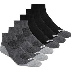 Mens Quarter Crew Socks Cushioned Arch Support Athletic Comfort 6 Pack